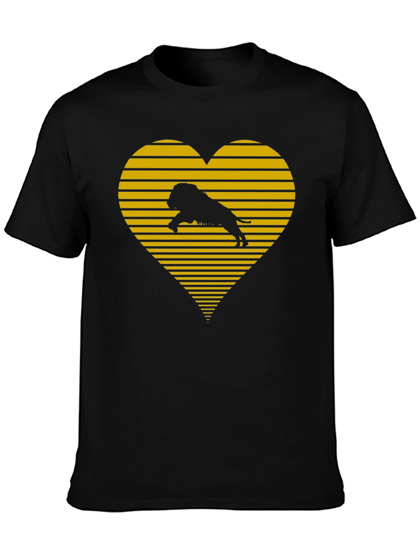 Lion Heart Striped Graphic Tee - Black