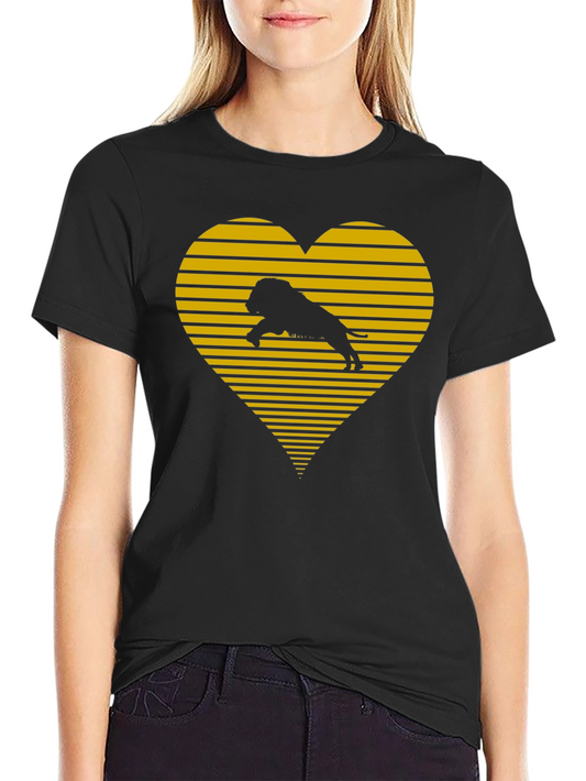 Lion Heart Striped Graphic Tee - Black