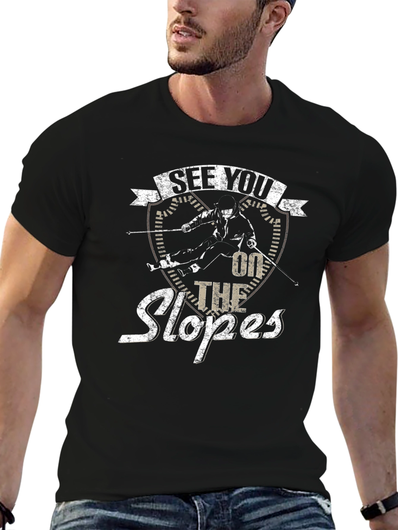 See You On The Slopes Black Graphic Tee