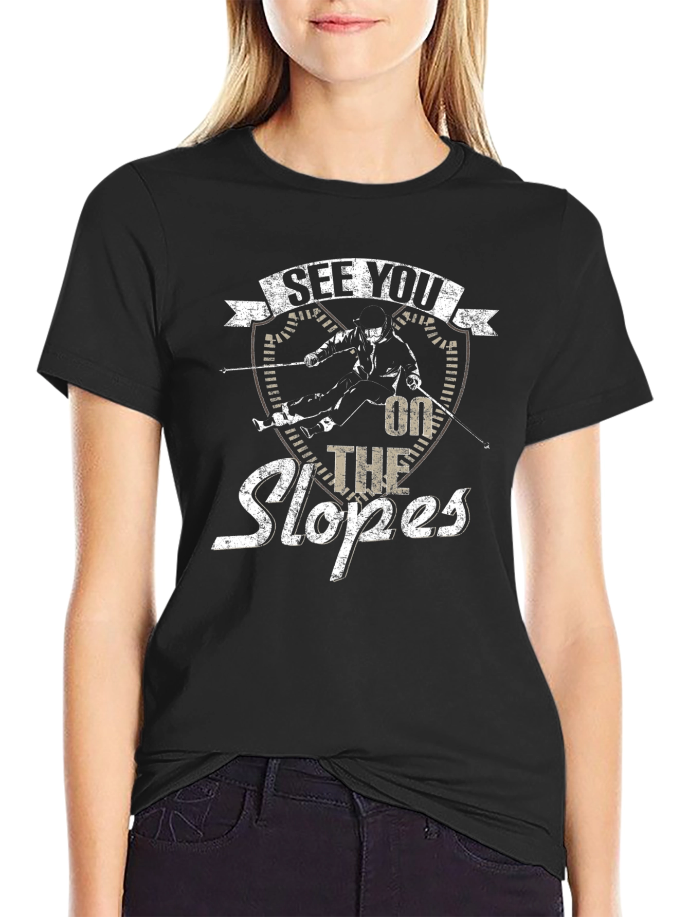 See You On The Slopes Black Graphic Tee