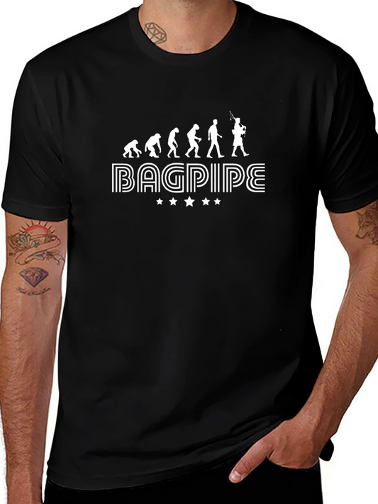 Bagpipe Evolution Graphic Tee - Black Cotton T-Shirt