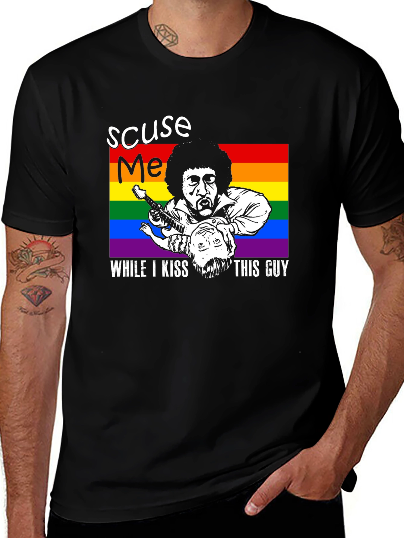 Excuse Me Kiss This Guy LGBT T-Shirt