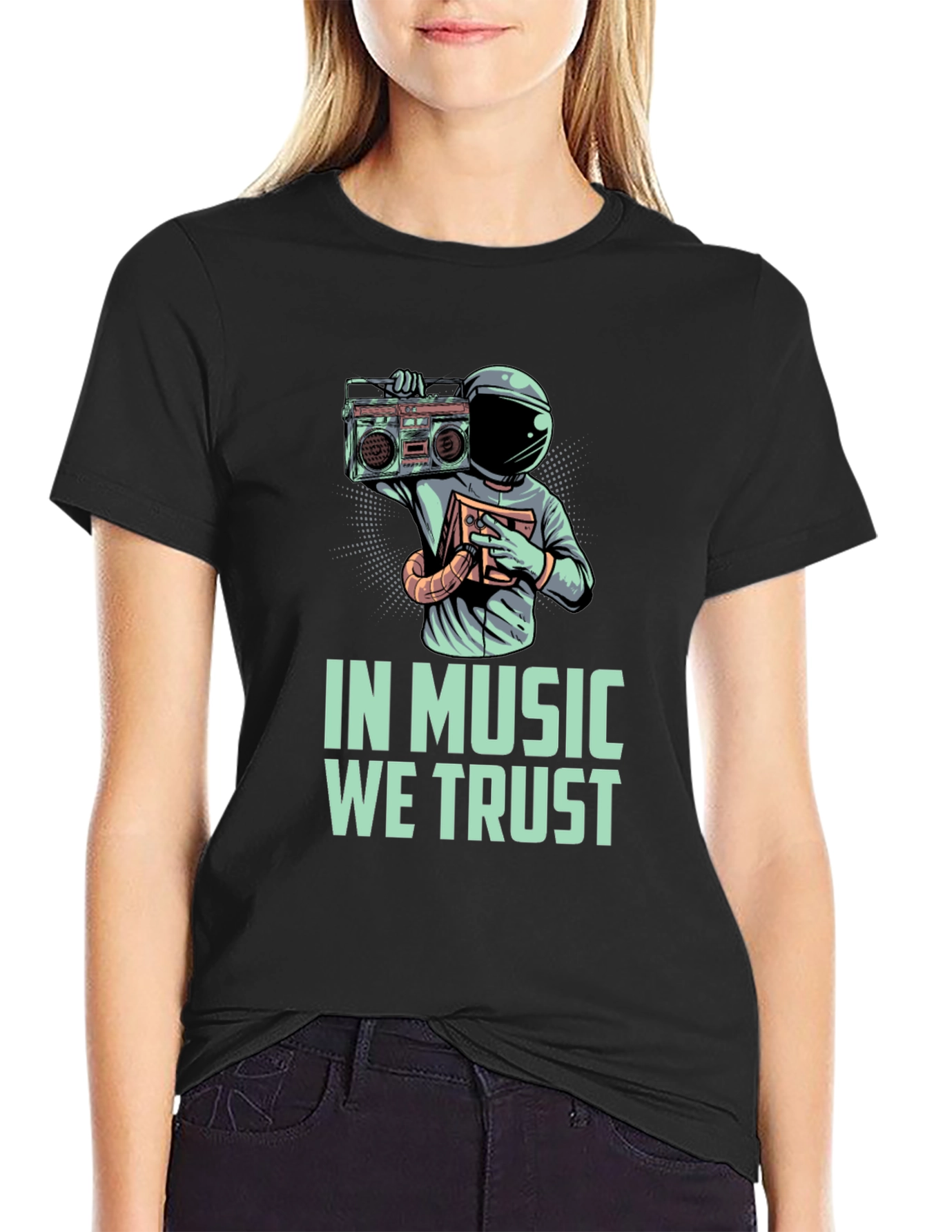 In Music We Trust T-Shirt Astronaut with Boombox