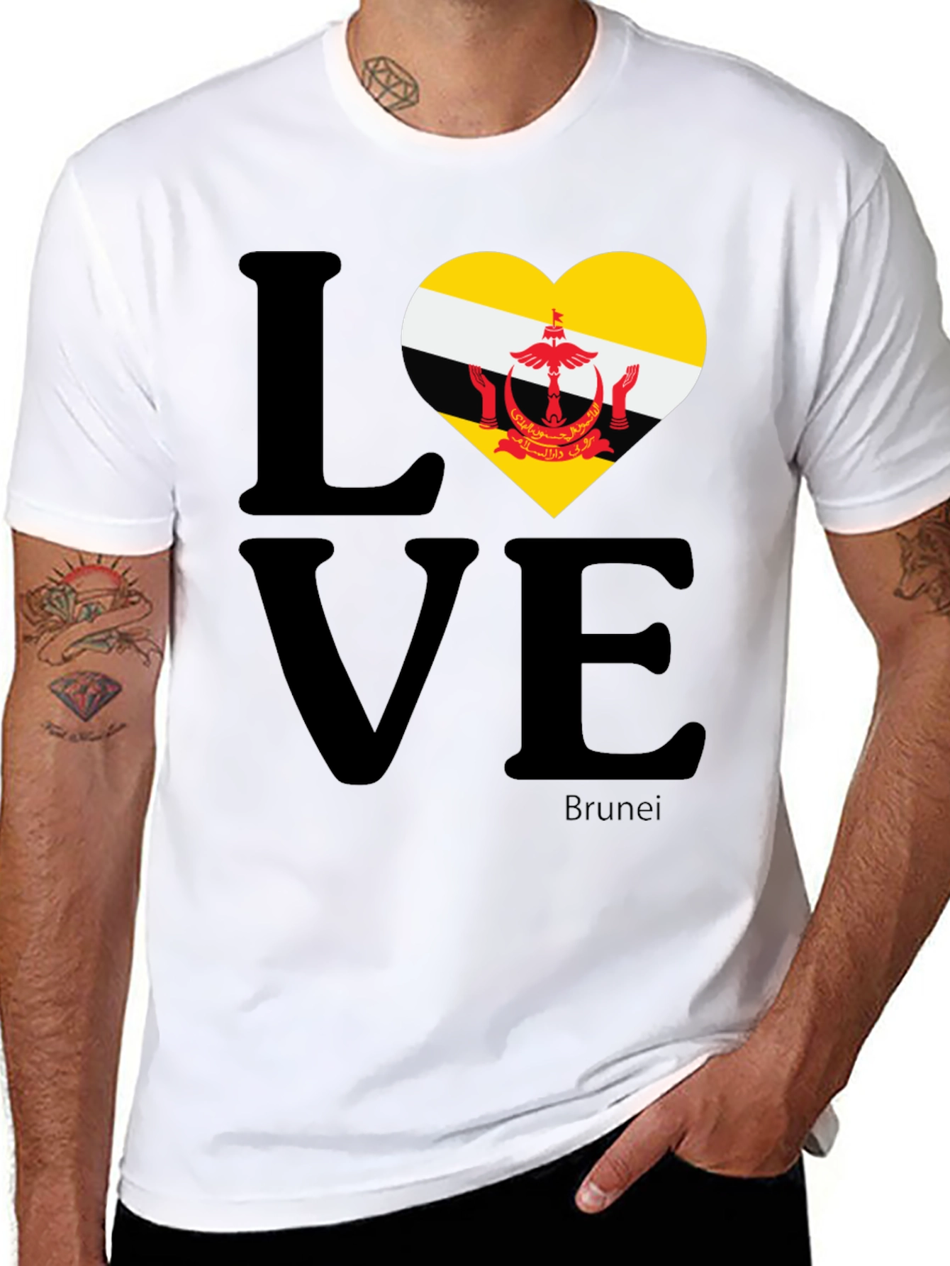 Brunei Flag Love Heart T-Shirt - Unisex
