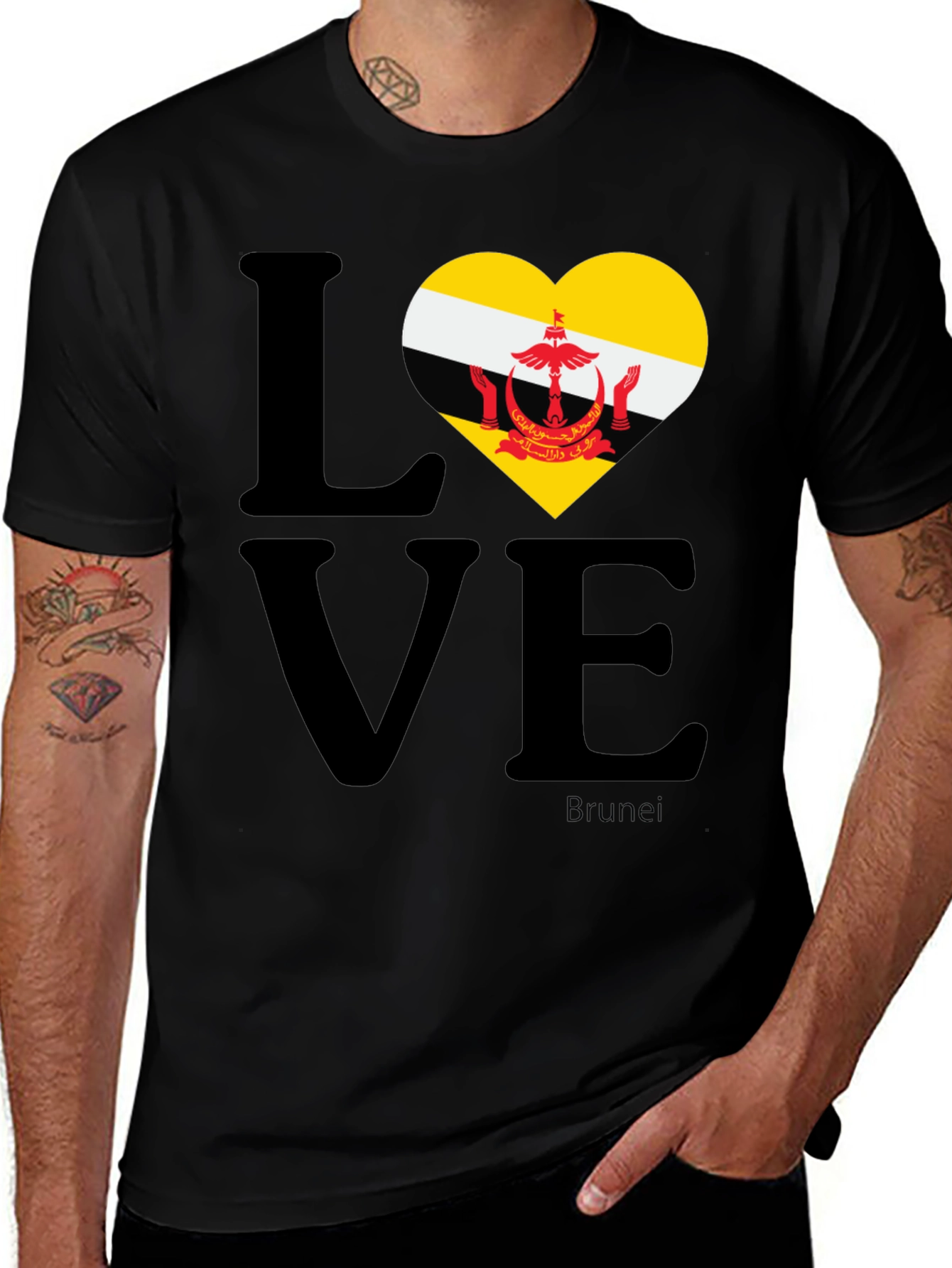 Brunei Flag Love Heart T-Shirt - Unisex