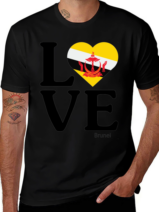 Brunei Flag Love Heart T-Shirt - Unisex