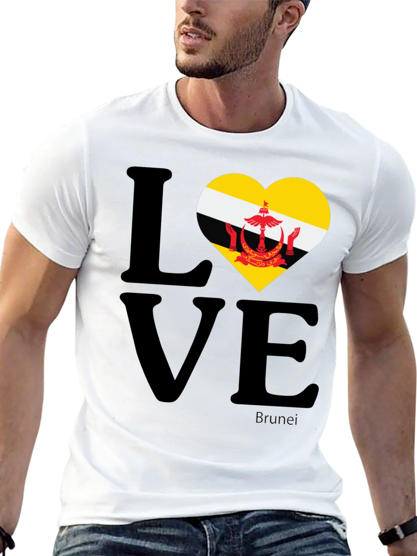 Brunei Flag Love Heart T-Shirt - Unisex