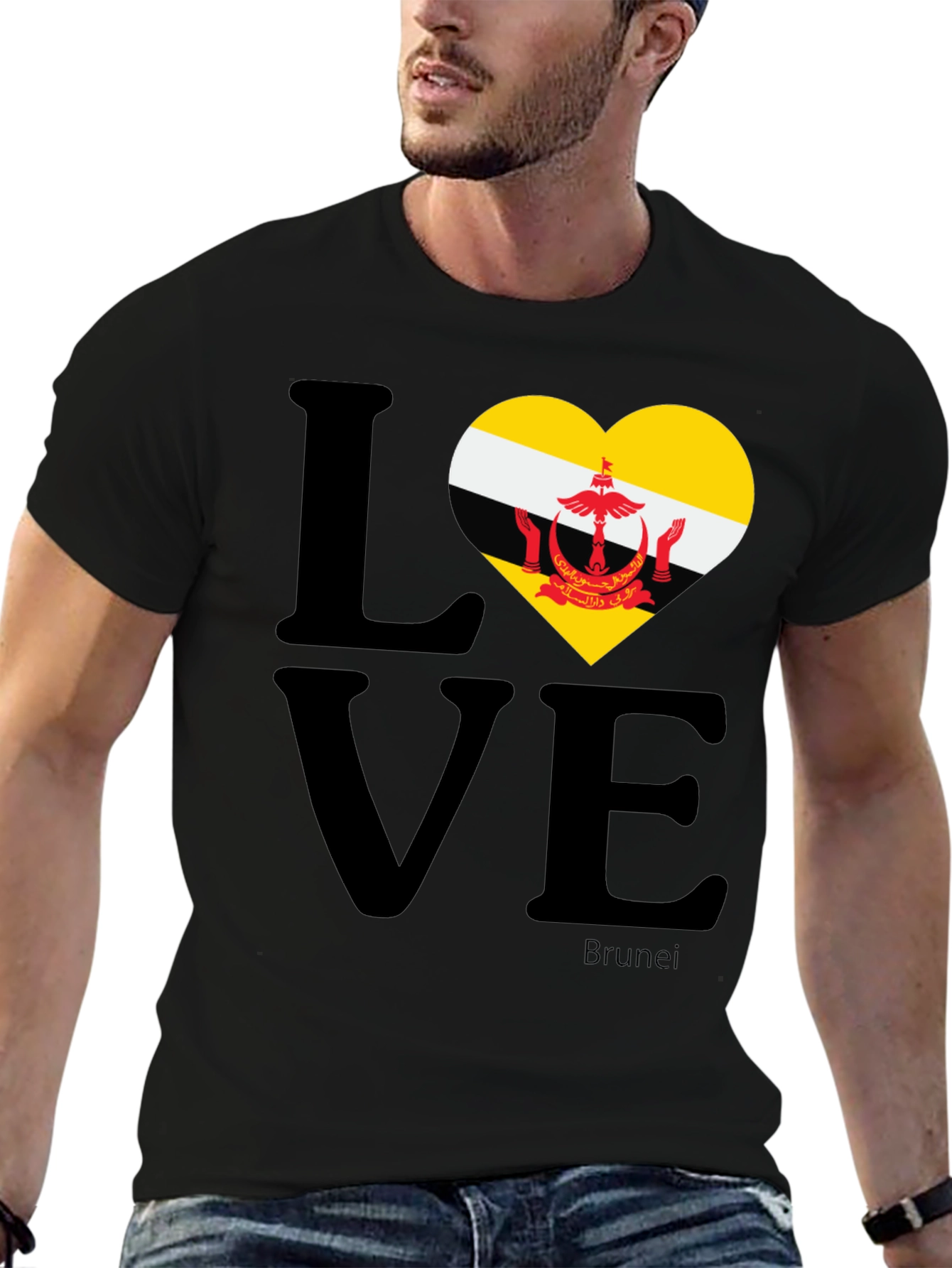 Brunei Flag Love Heart T-Shirt - Unisex