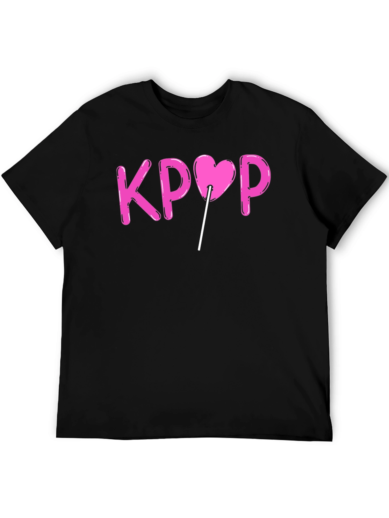 KPOP Heart Lollipop Black Graphic T-Shirt