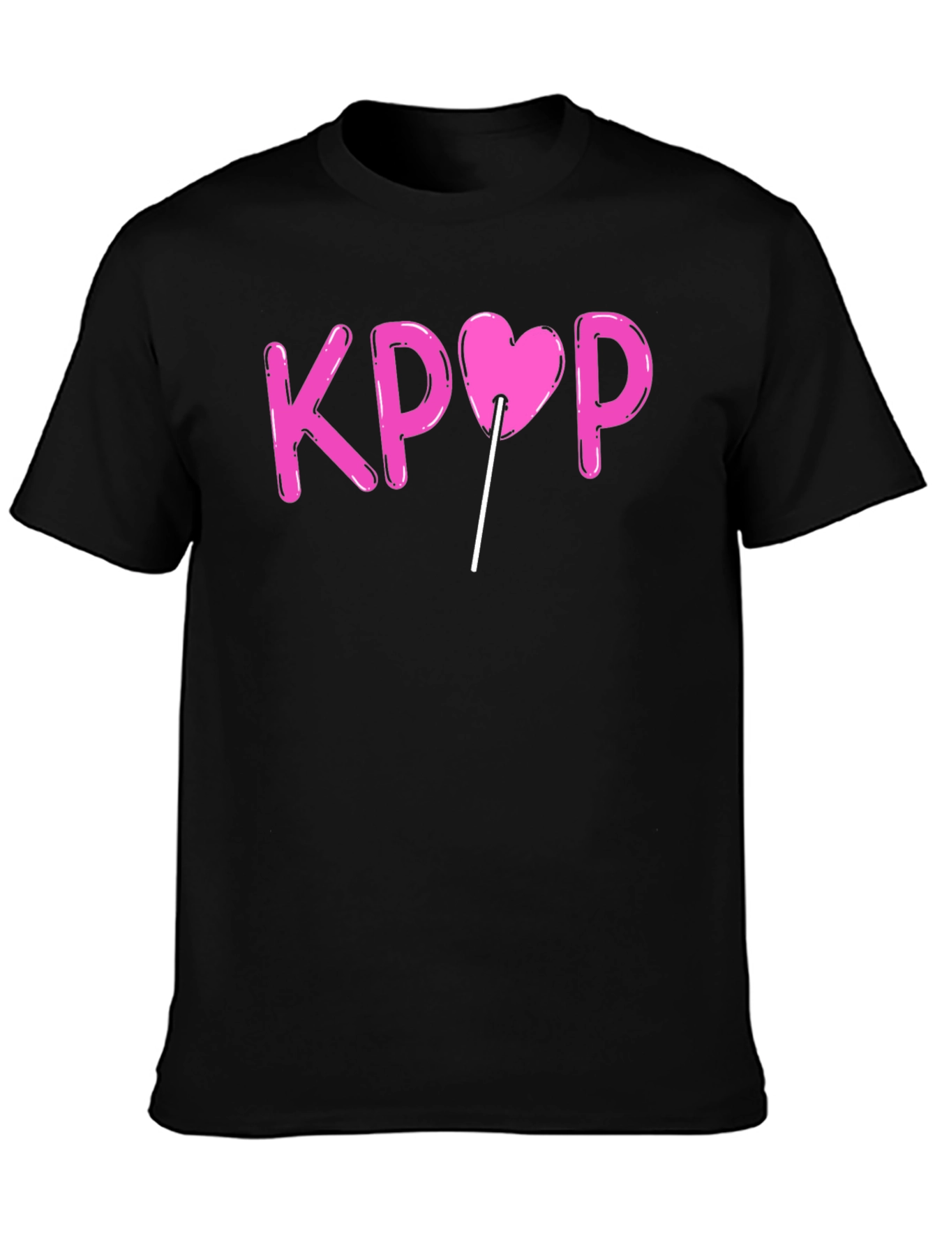 KPOP Heart Lollipop Black Graphic T-Shirt