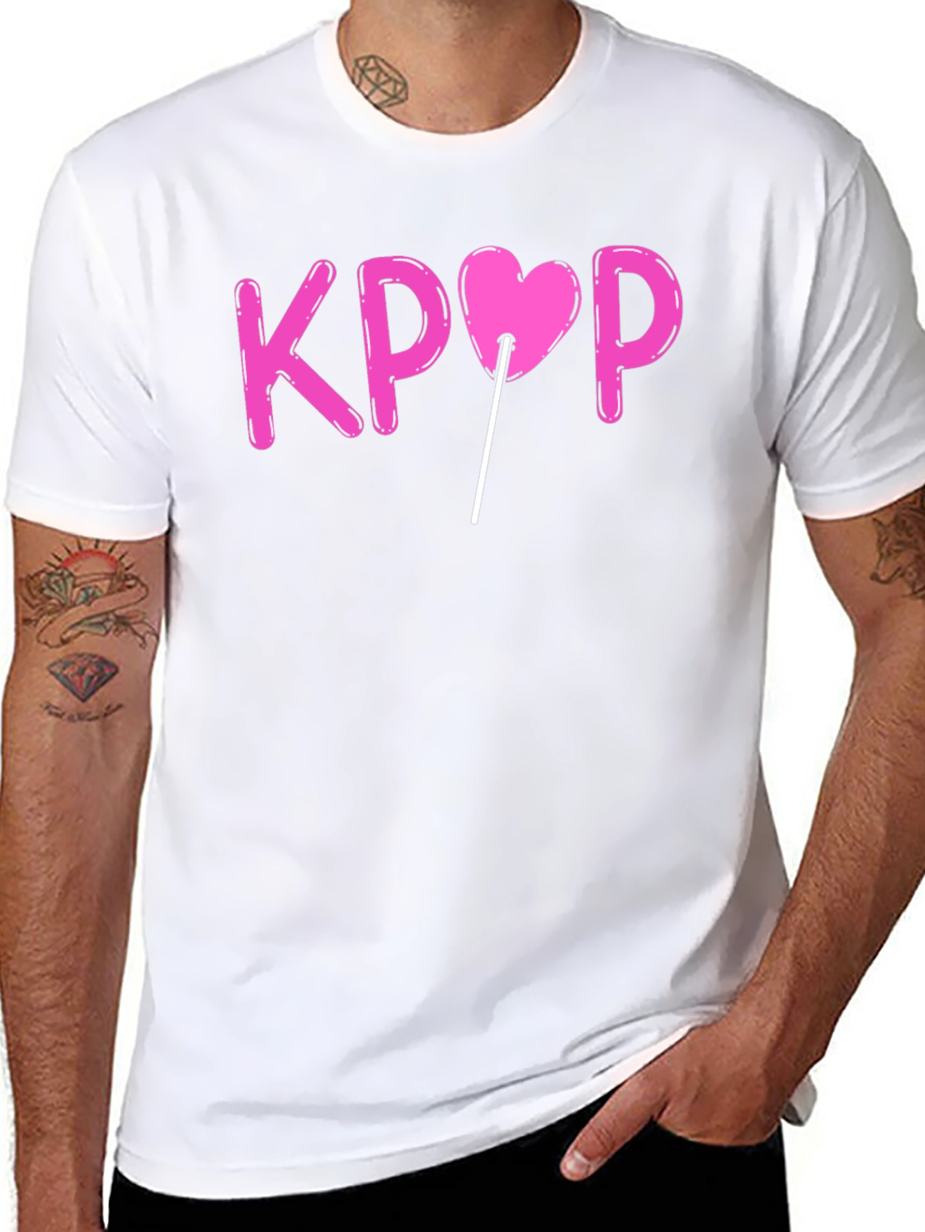 KPOP Heart Lollipop Black Graphic T-Shirt