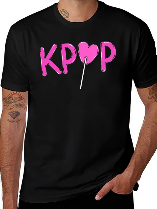 KPOP Heart Lollipop Black Graphic T-Shirt