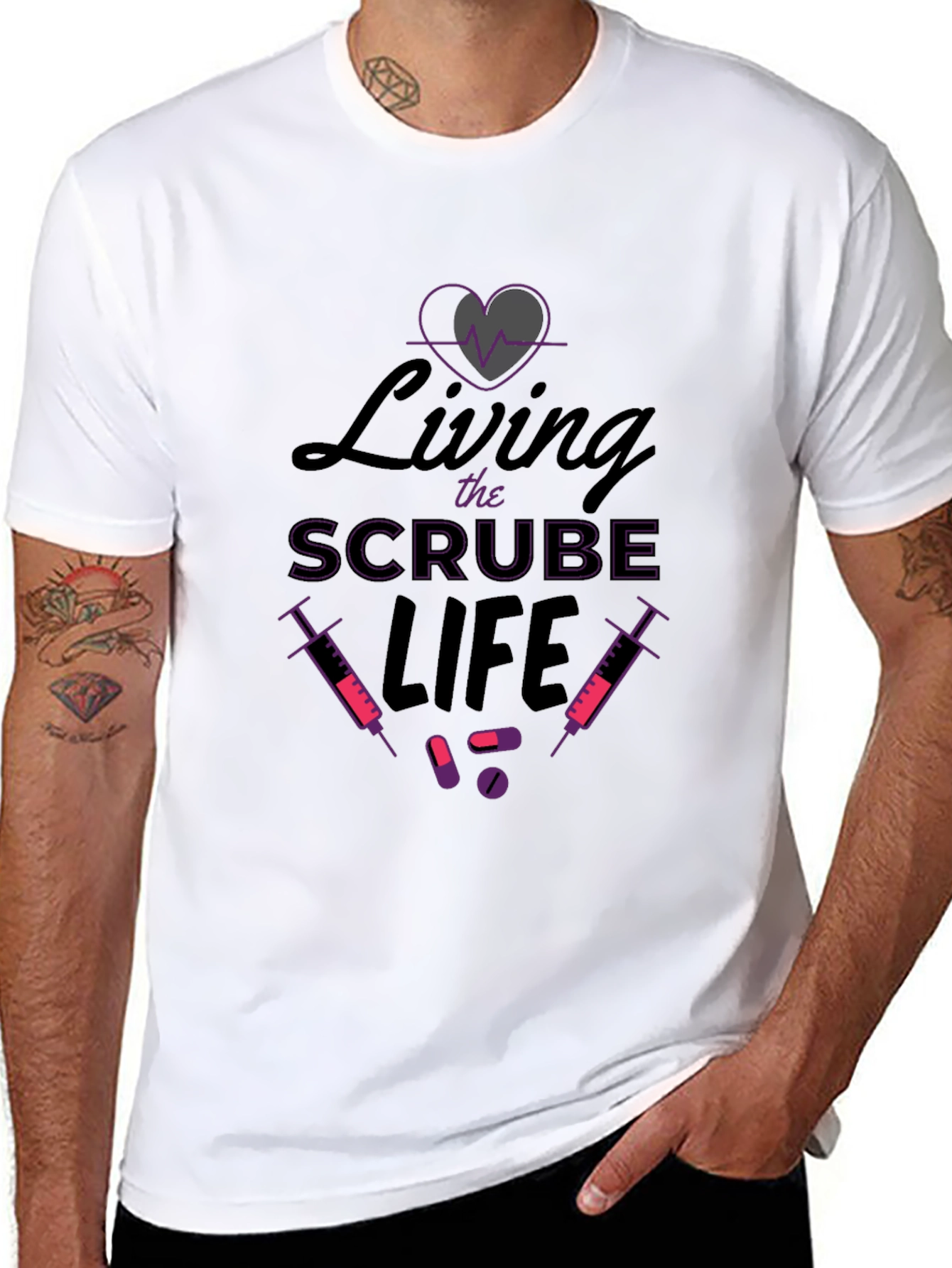 Living The Scrub Life Black Graphic T-Shirt