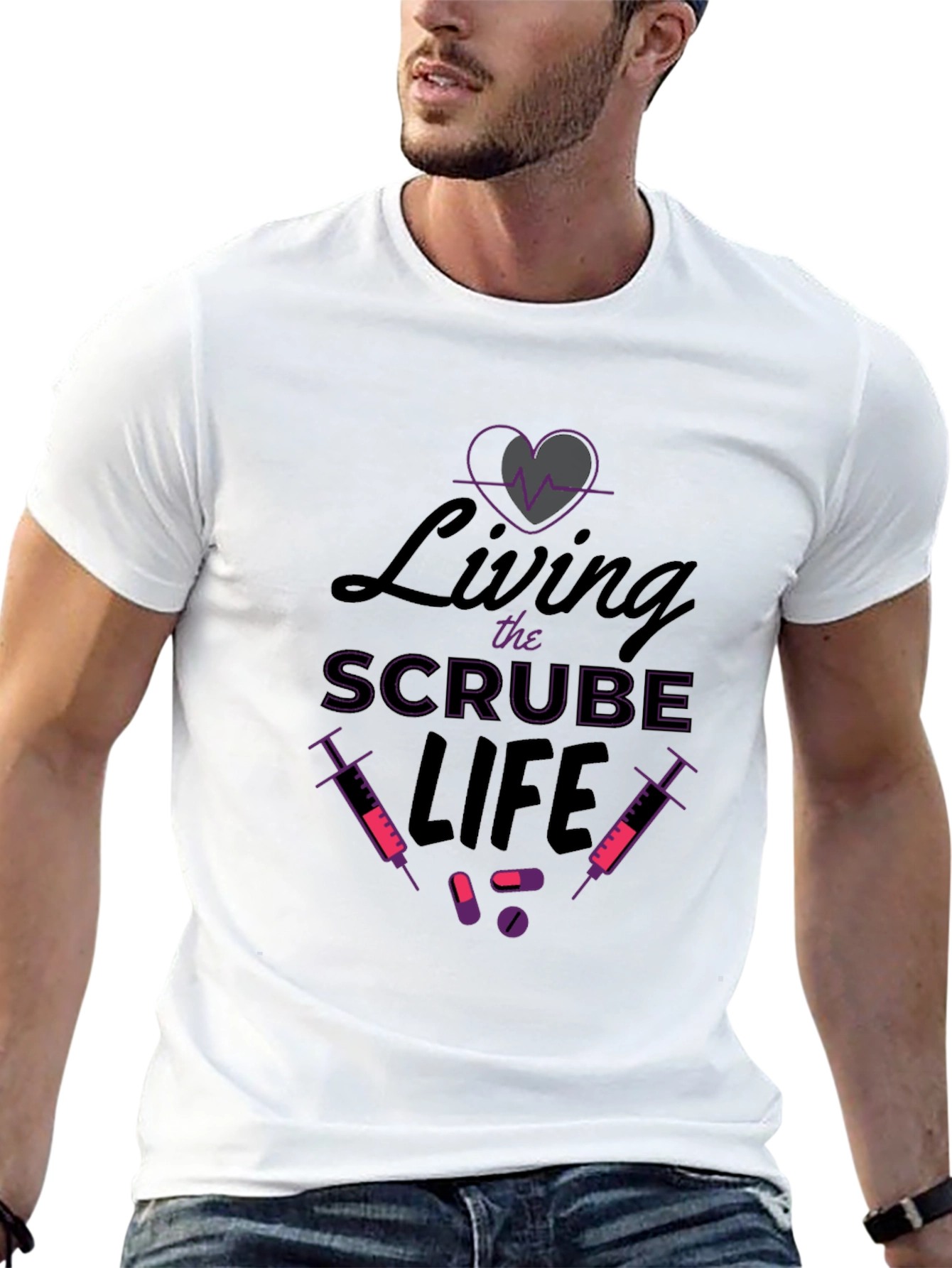Living The Scrub Life Black Graphic T-Shirt