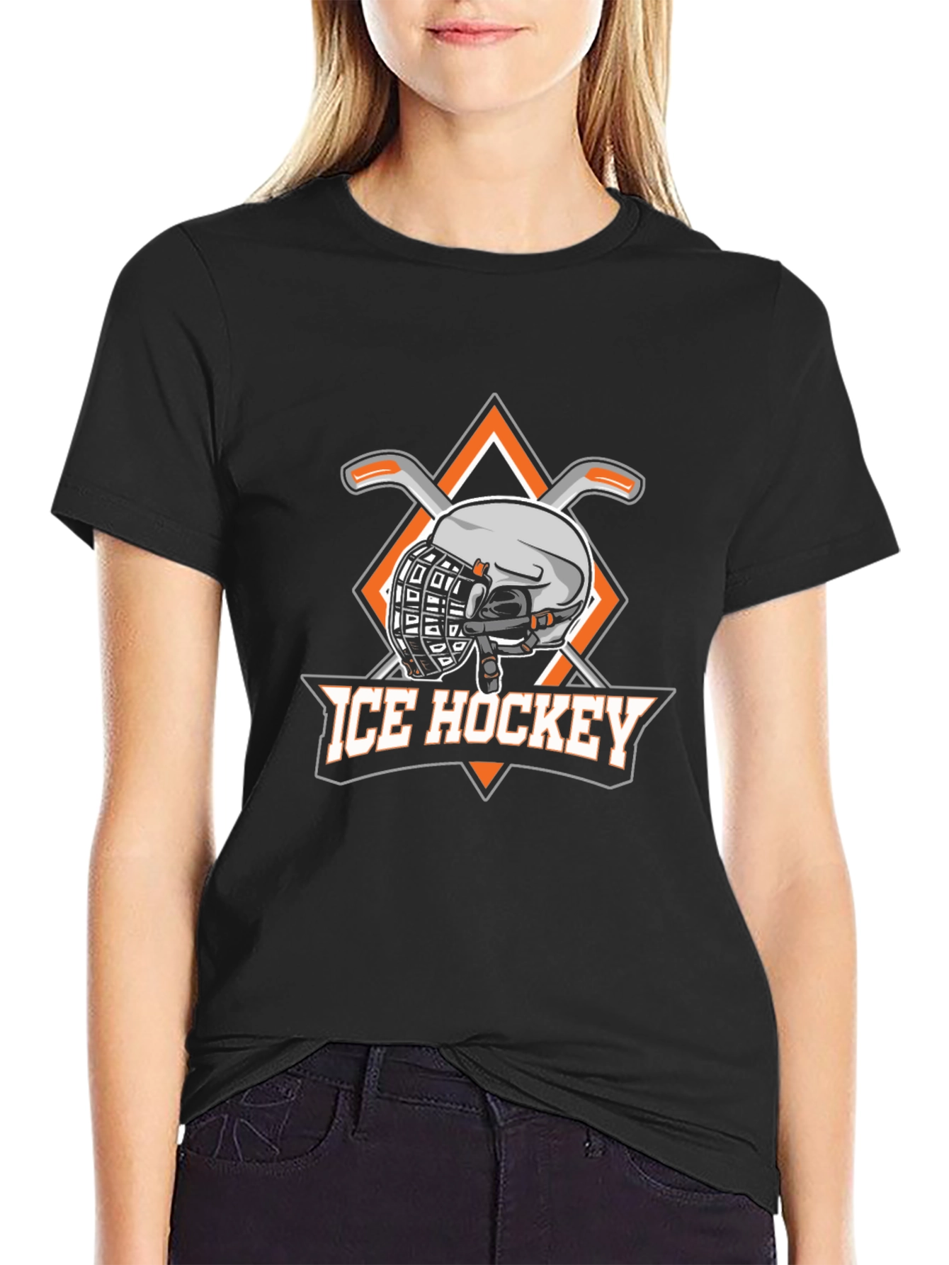 Ice Hockey Graphic T-Shirt - Black