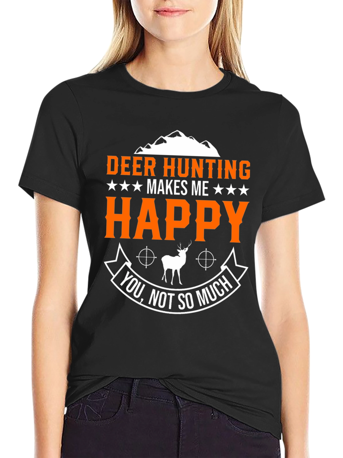 Deer Hunting Makes Me Happy Graphic T-Shirt