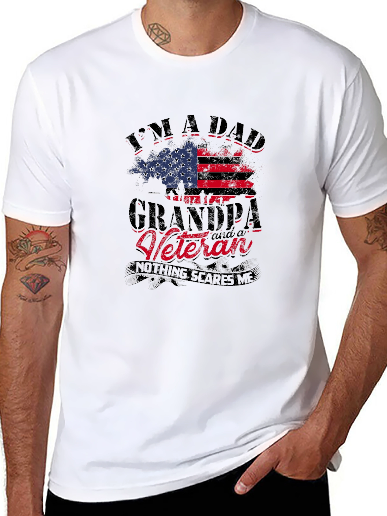 Patriotic Dad Grandpa Veteran Graphic Tee