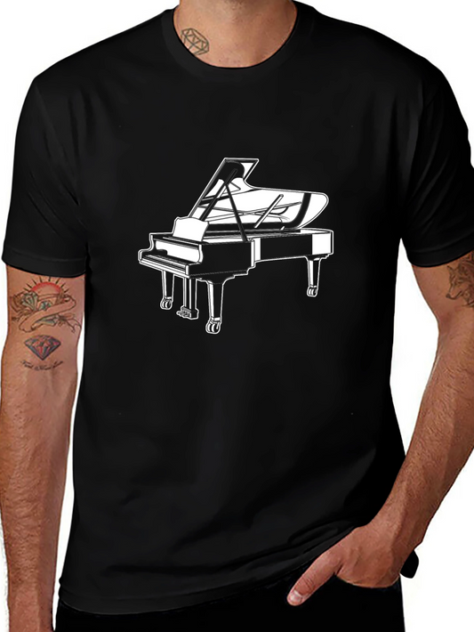 Grand Piano Graphic Tee - Black Music Lover T-Shirt
