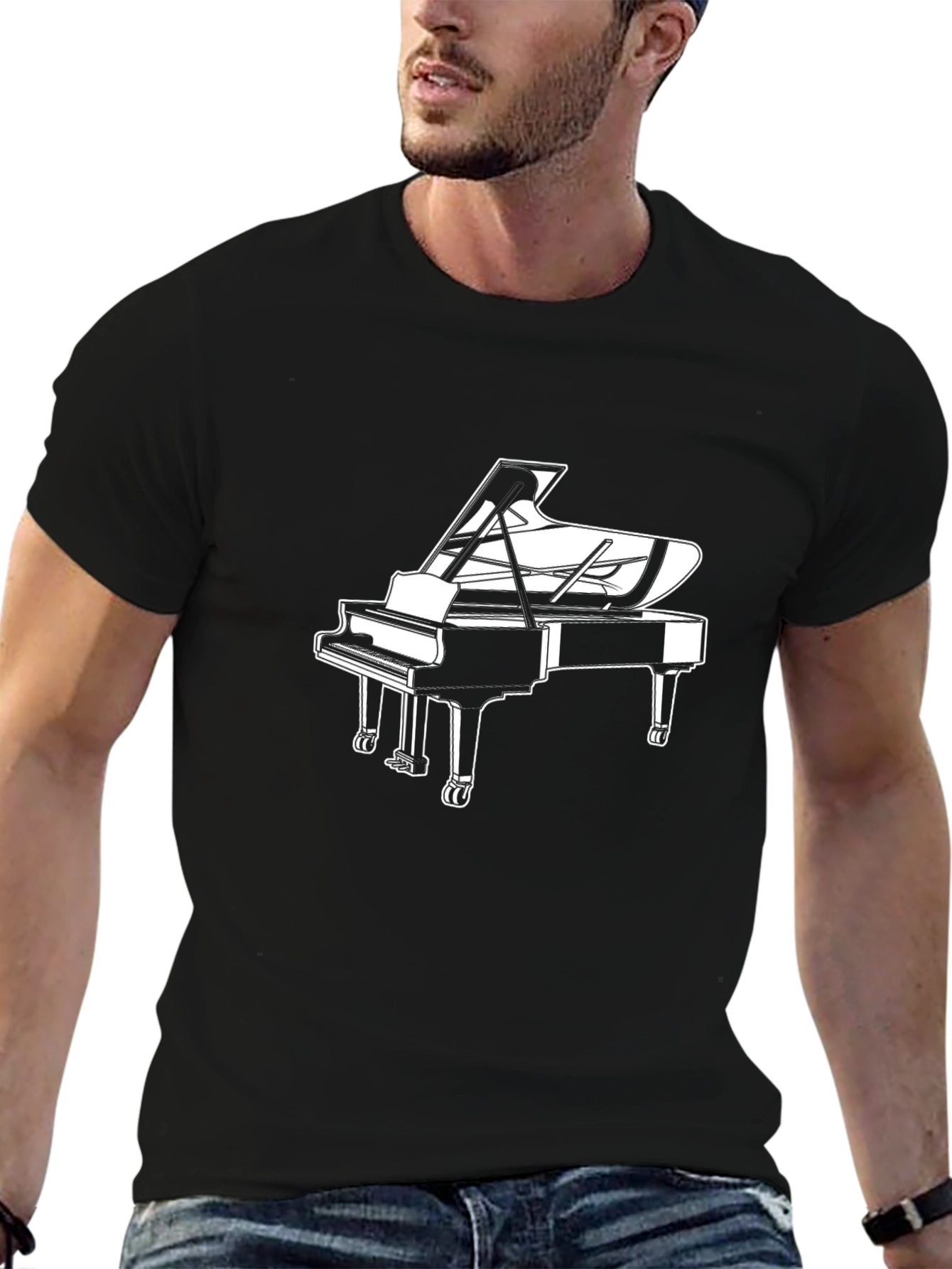 Grand Piano Graphic Tee - Black Music Lover T-Shirt