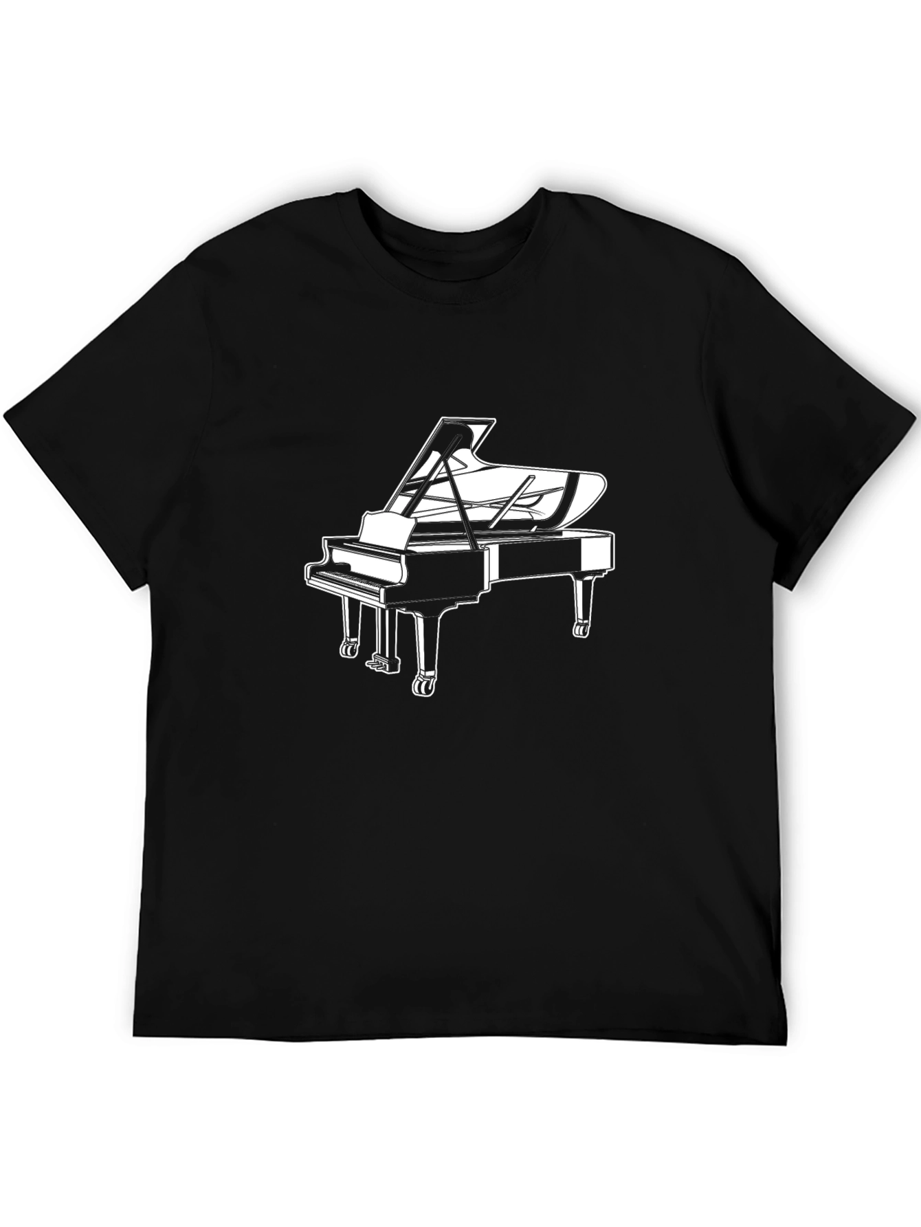 Grand Piano Graphic Tee - Black Music Lover T-Shirt