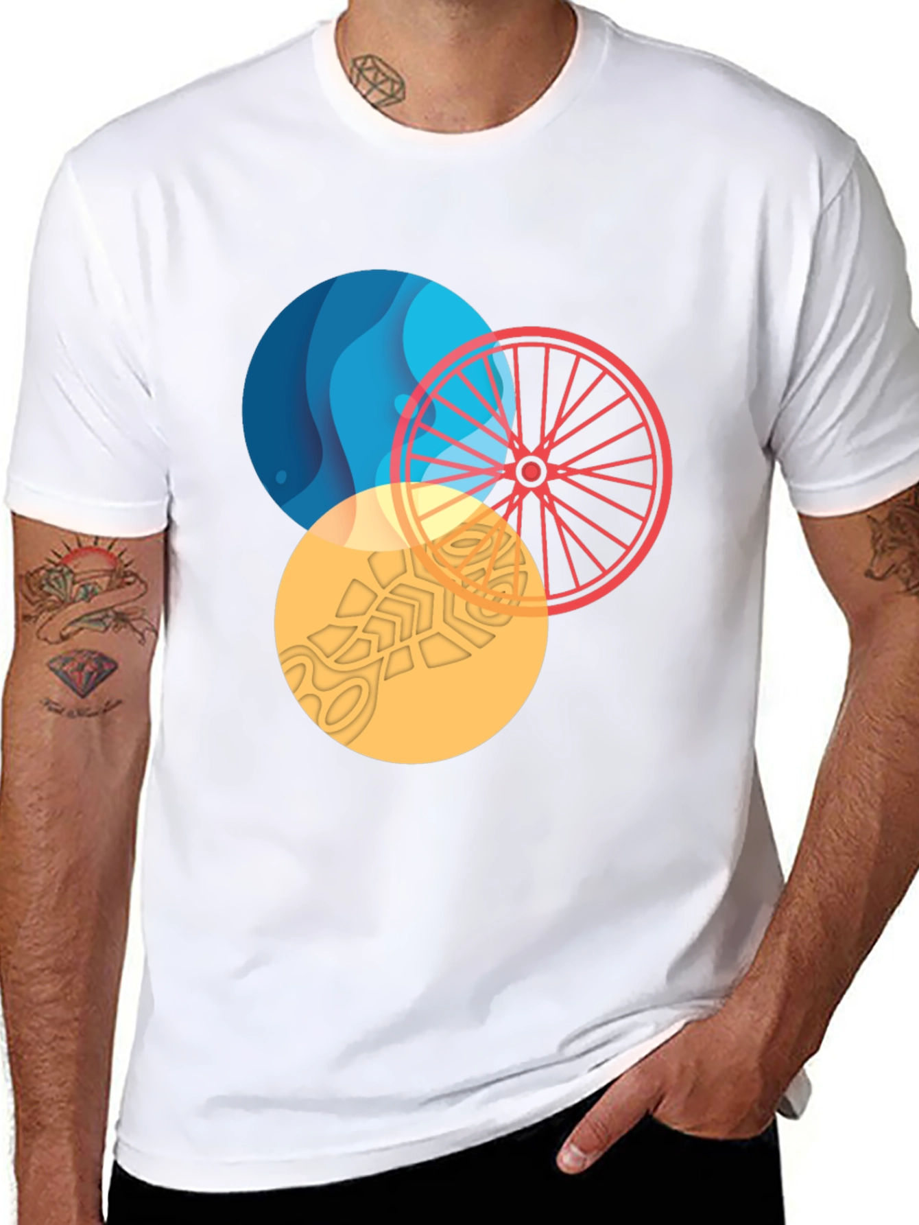Abstract Circle Graphic Tee - Stylish Mens T-Shirt