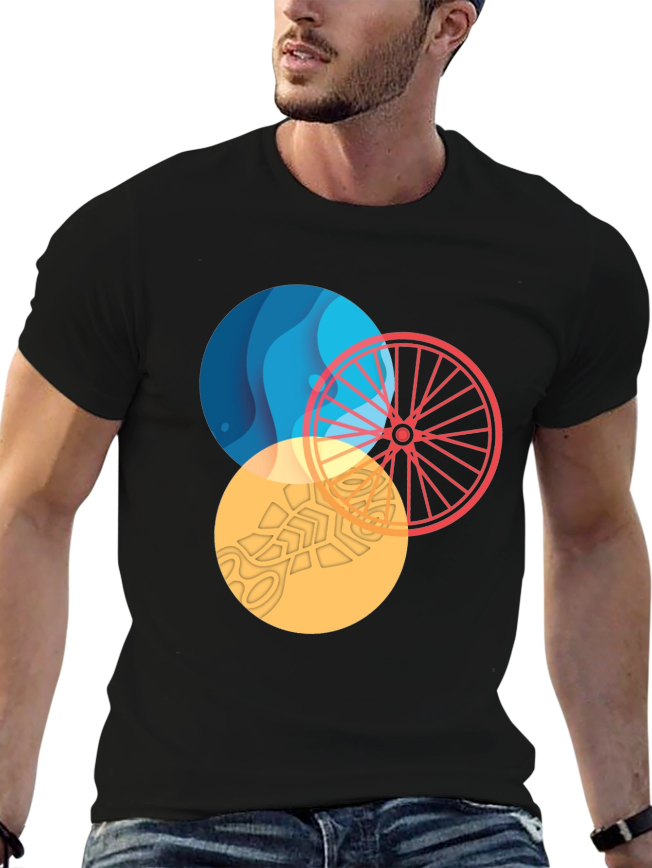 Abstract Circle Graphic Tee - Stylish Mens T-Shirt