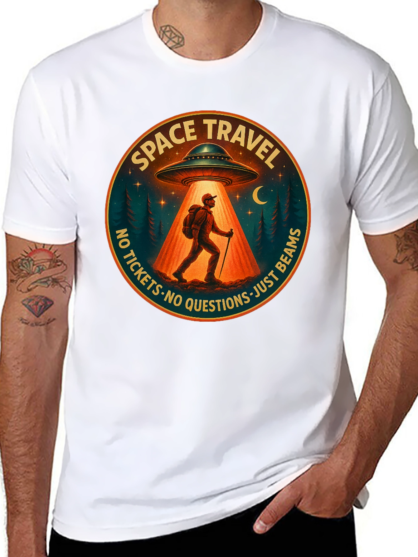Space Travel UFO Abduction Graphic Tee