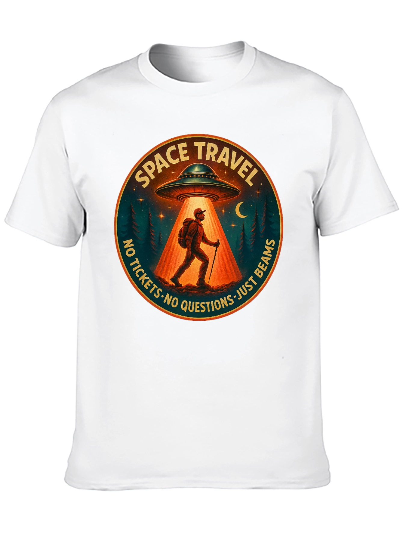 Space Travel UFO Abduction Graphic Tee