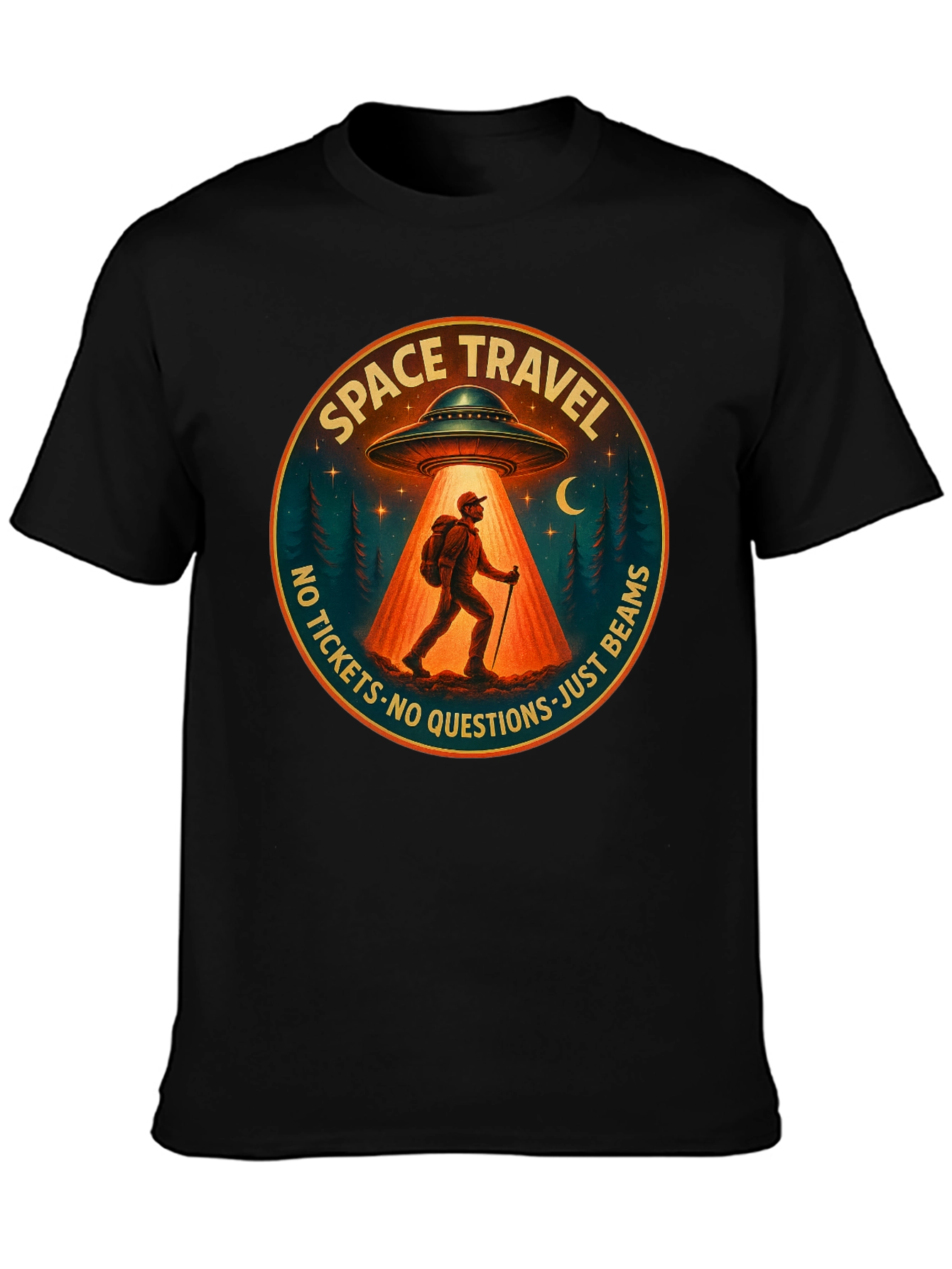 Space Travel UFO Abduction Graphic Tee