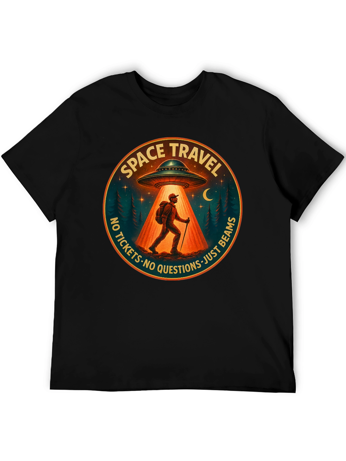 Space Travel UFO Abduction Graphic Tee