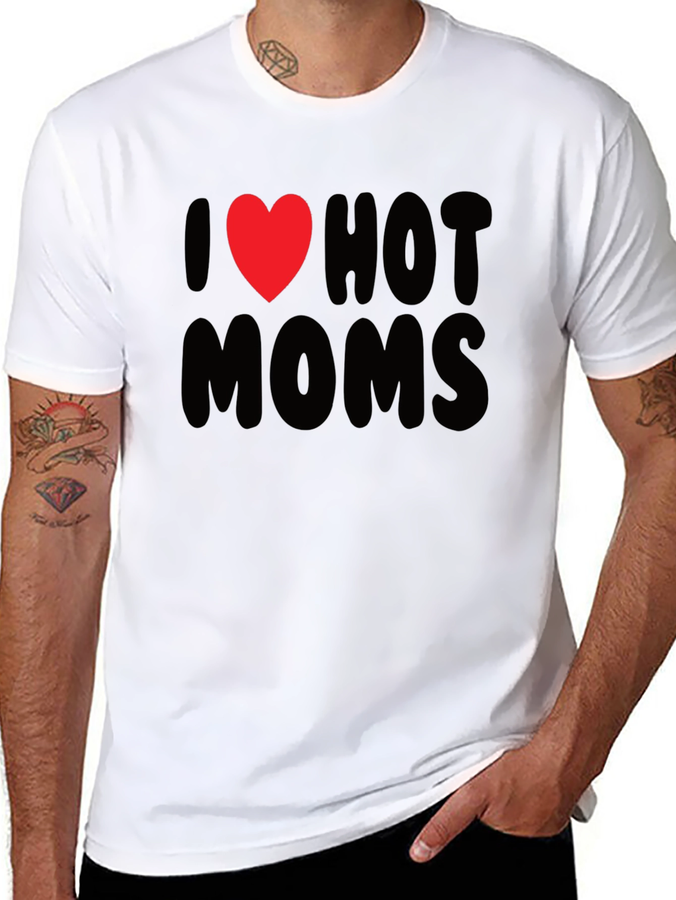 I Heart Hot Moms Graphic Tee - Black T-Shirt