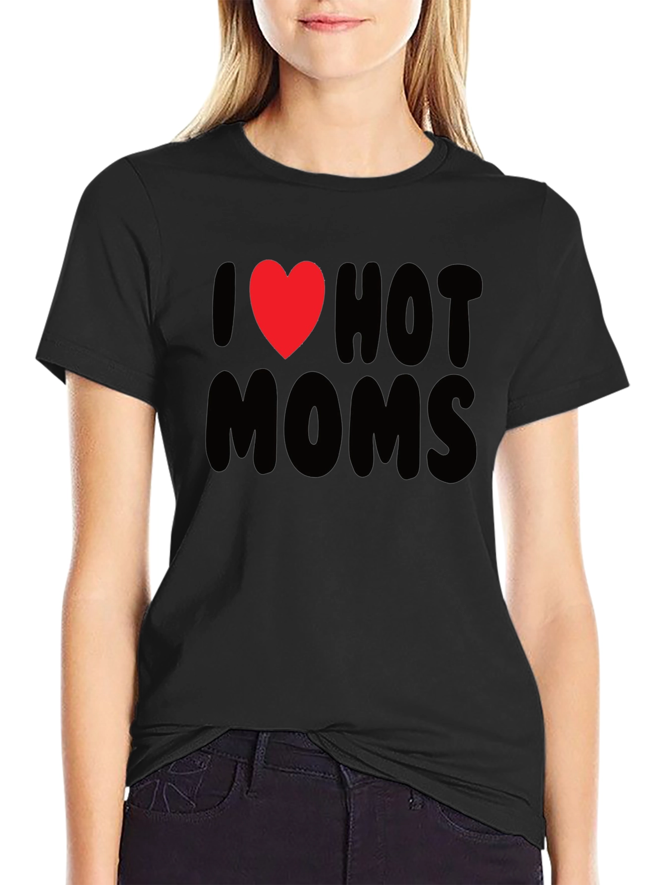I Heart Hot Moms Graphic Tee - Black T-Shirt