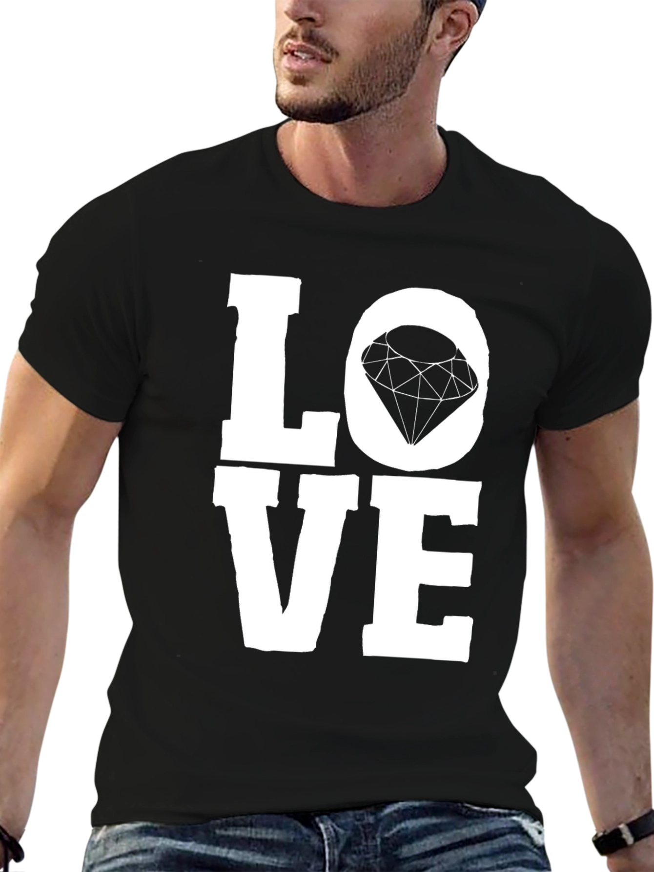 Love Diamond Graphic Tee - Unisex Black T-Shirt