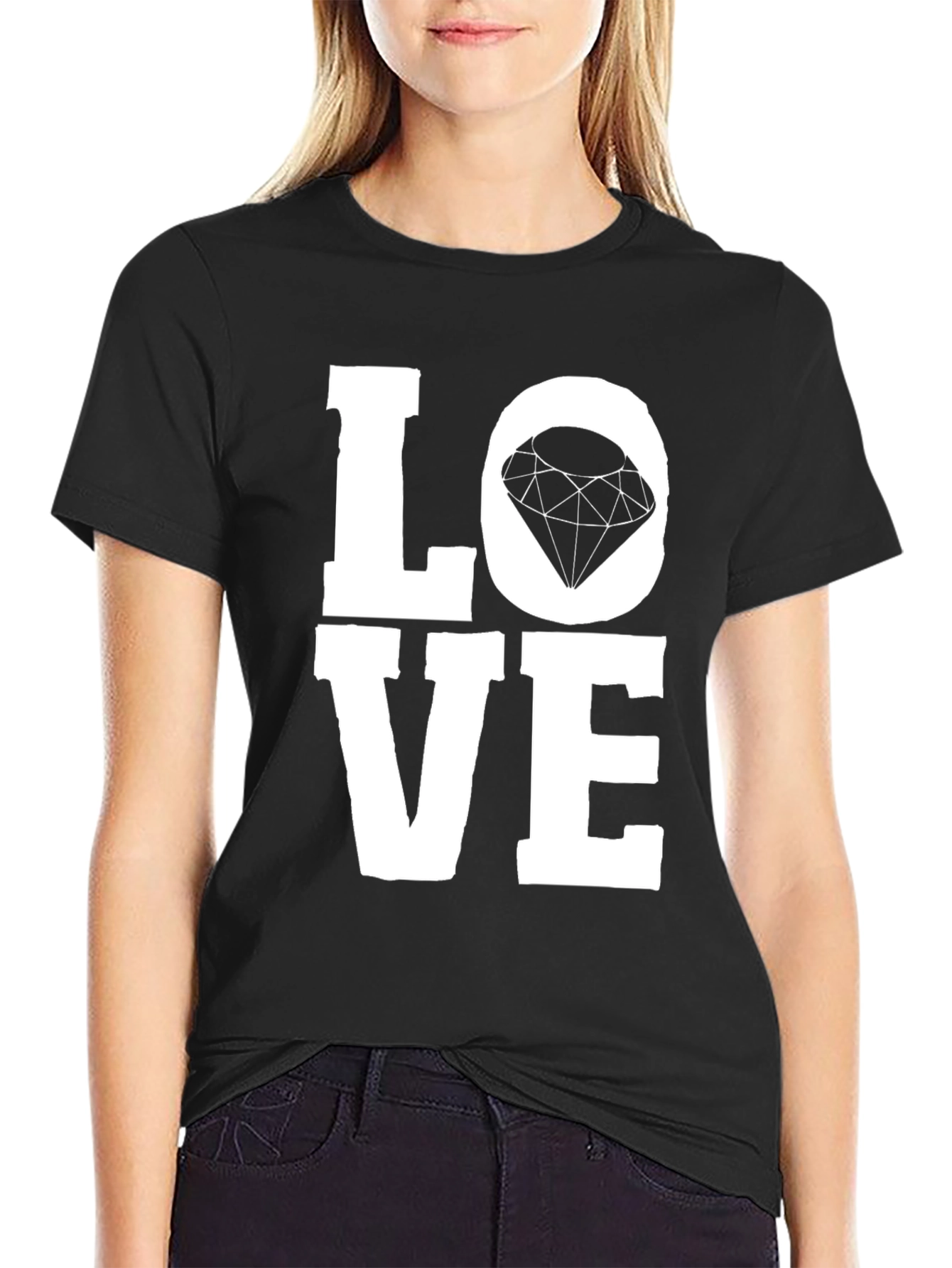 Love Diamond Graphic Tee - Unisex Black T-Shirt