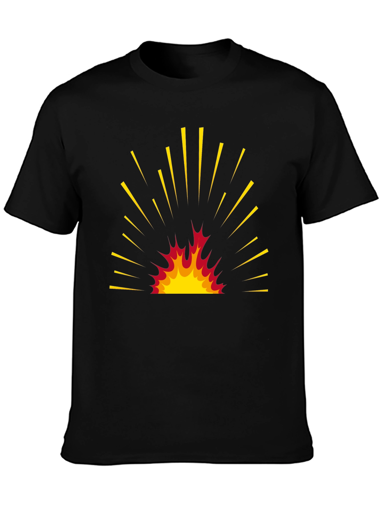 Fiery Burst Graphic Tee - Bold Black T-Shirt