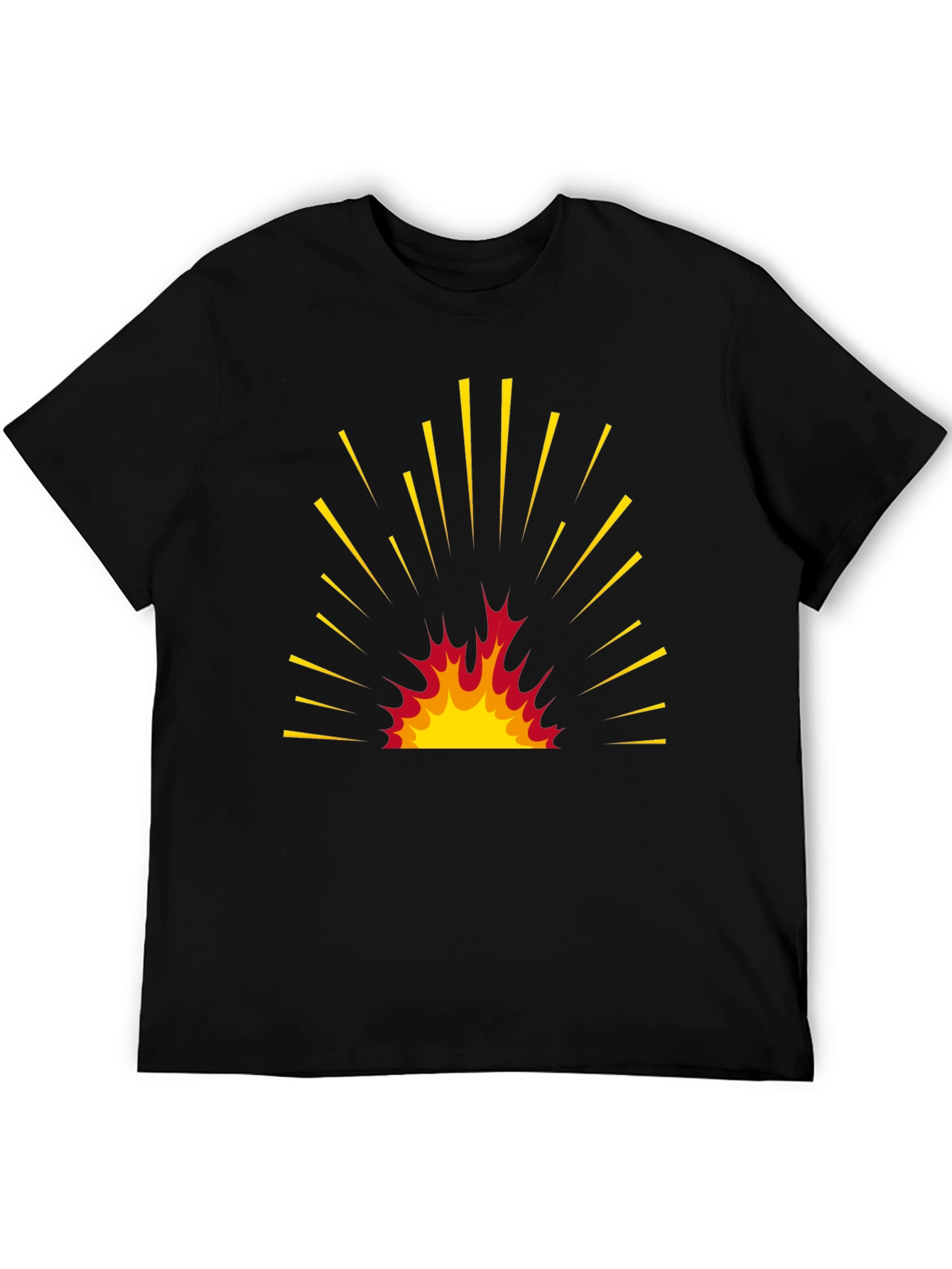 Fiery Burst Graphic Tee - Bold Black T-Shirt