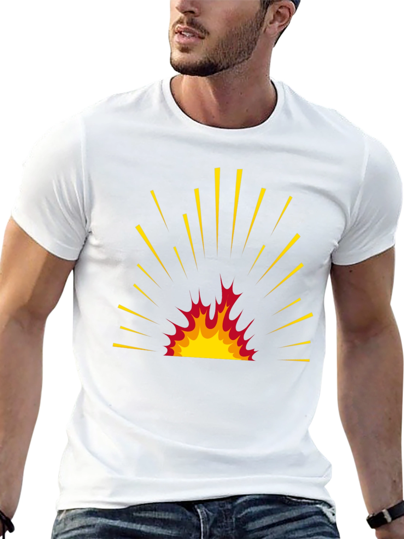 Fiery Burst Graphic Tee - Bold Black T-Shirt