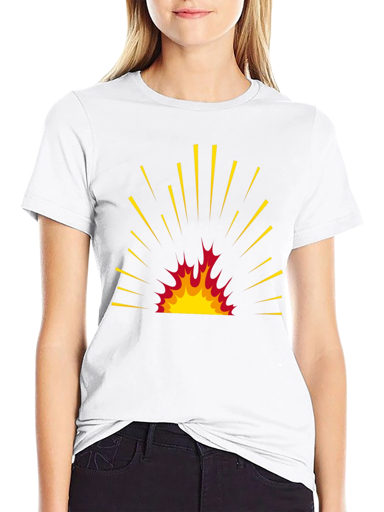 Fiery Burst Graphic Tee - Bold Black T-Shirt