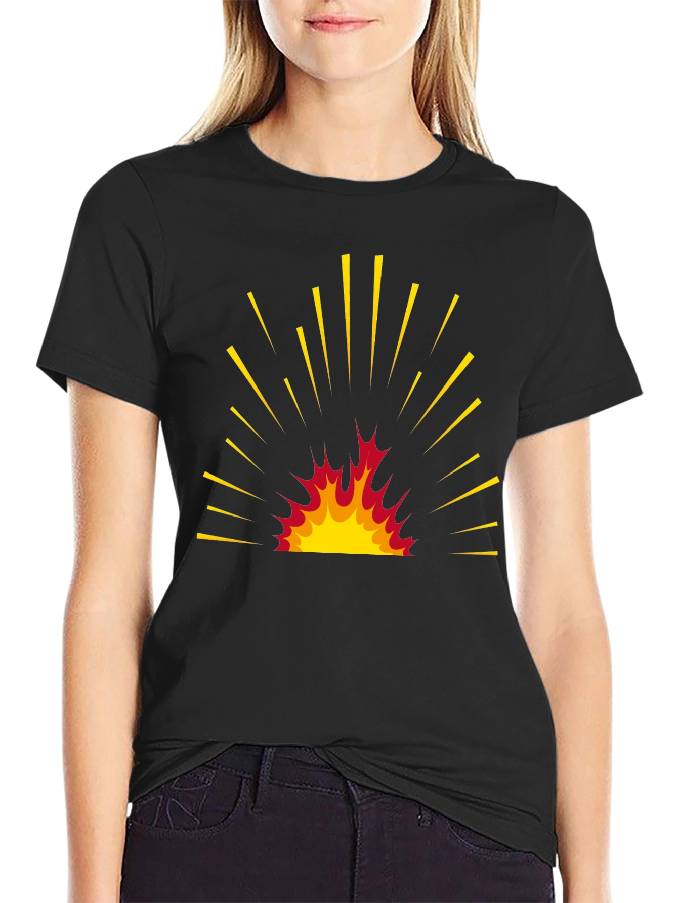 Fiery Burst Graphic Tee - Bold Black T-Shirt