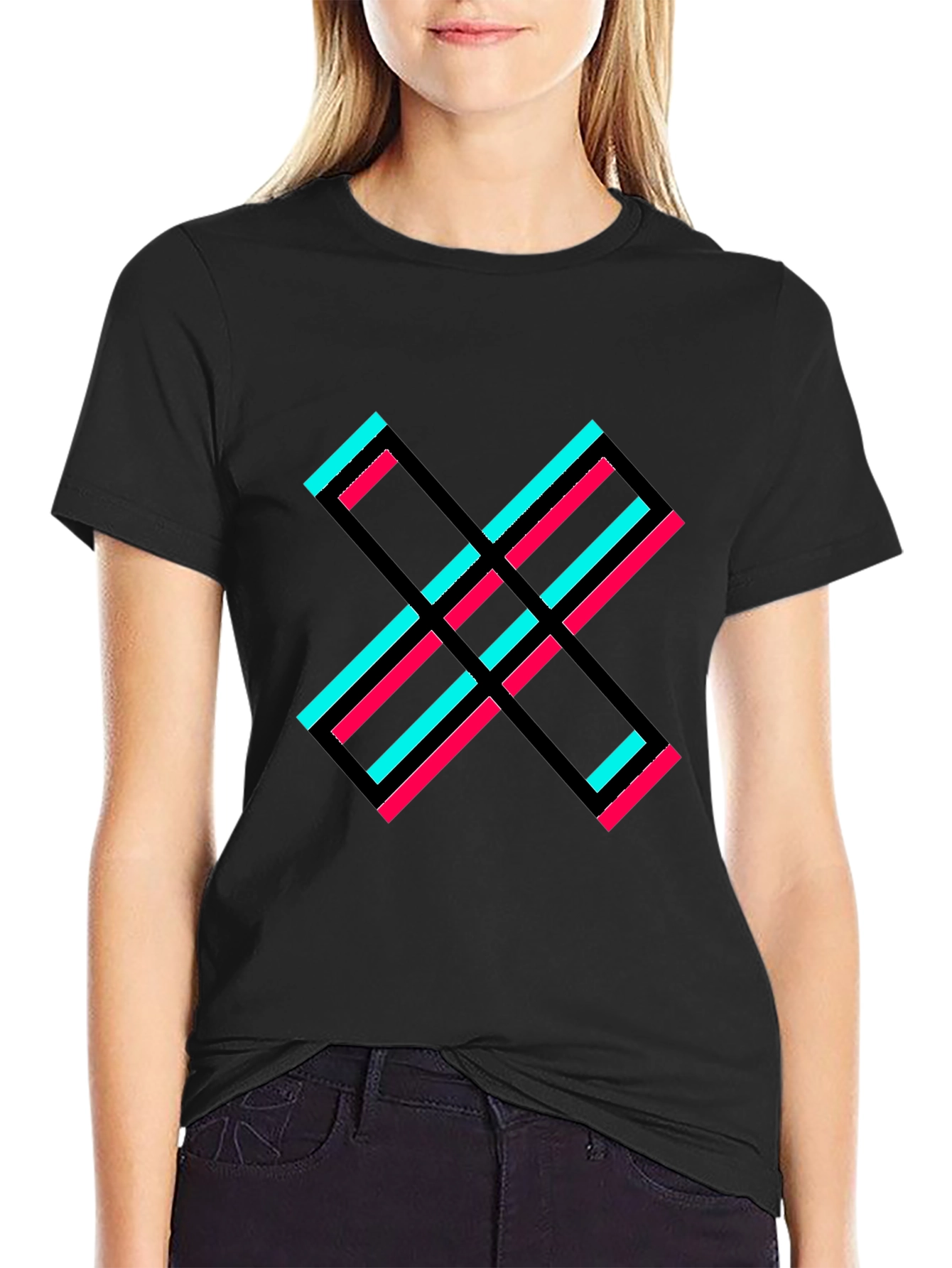 Abstract X Graphic Tee - Black