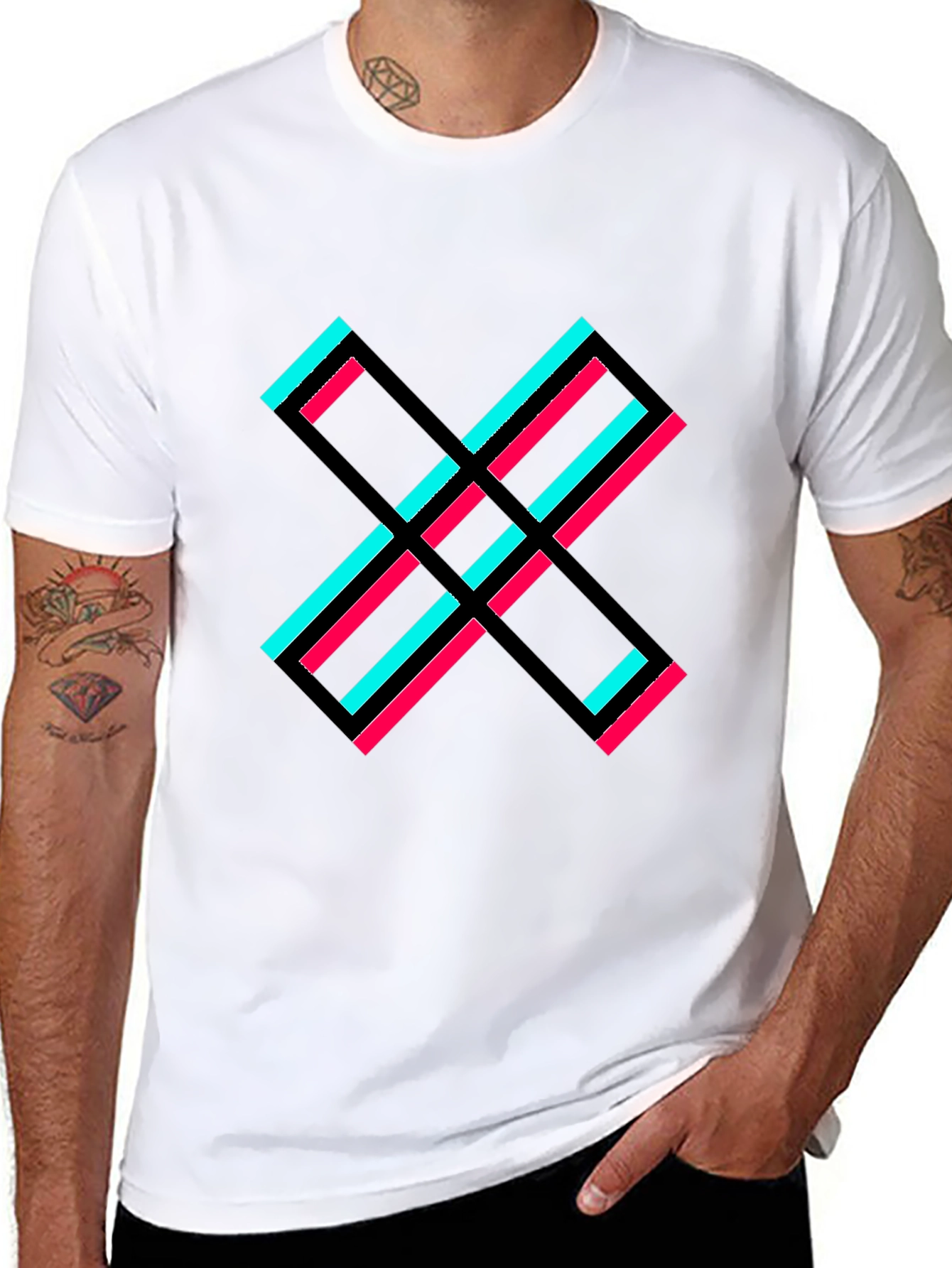 Abstract X Graphic Tee - Black