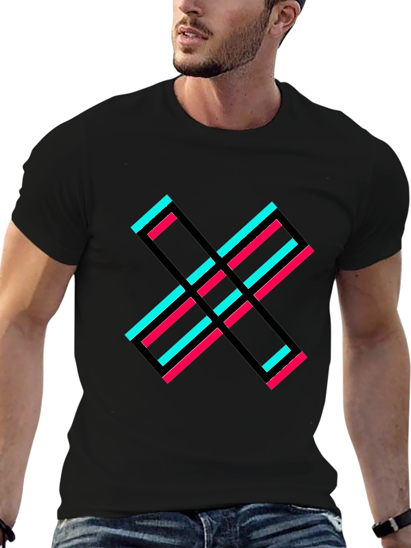 Abstract X Graphic Tee - Black