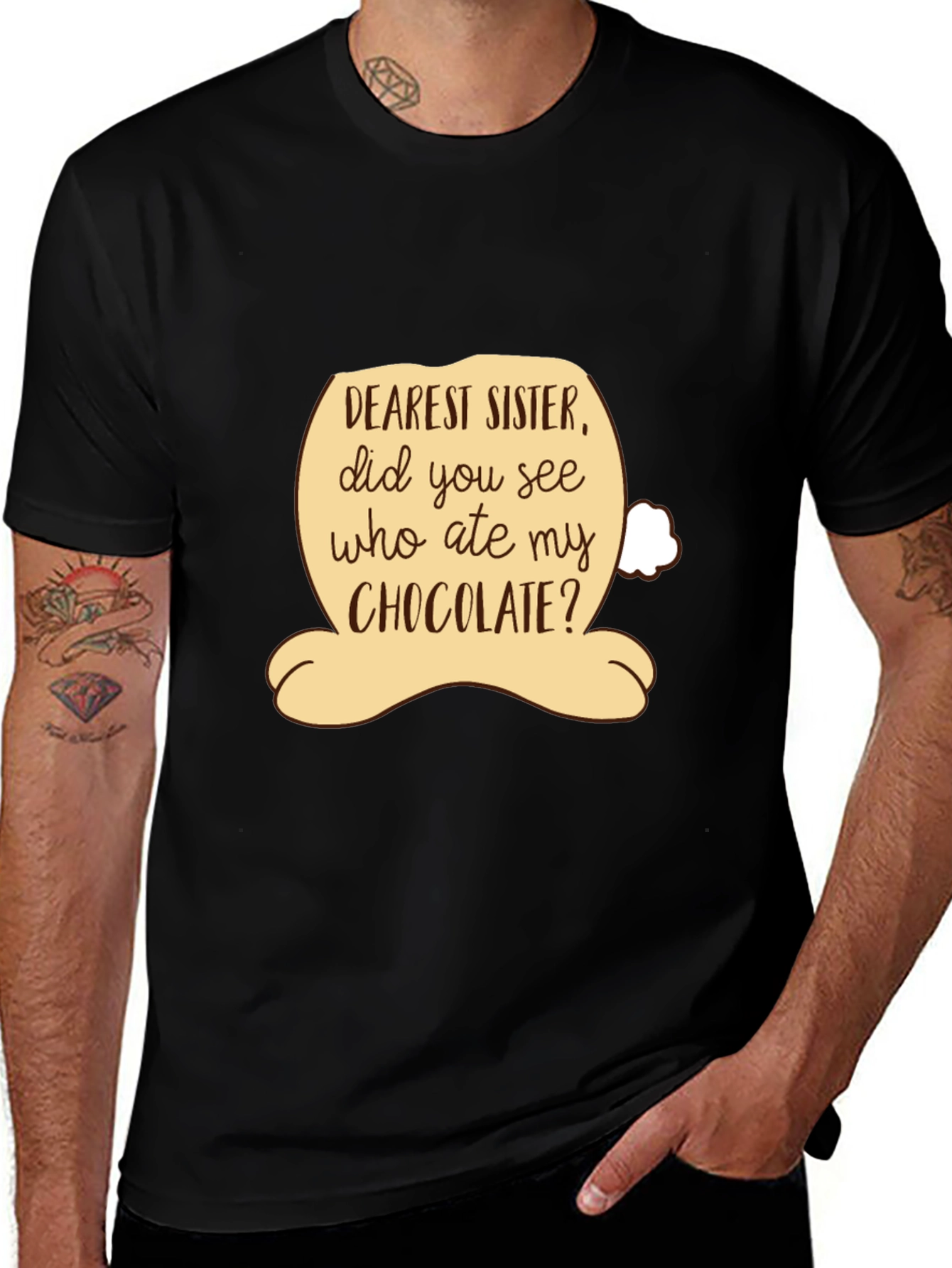 Dearest Sister Chocolate Humor Graphic T-Shirt