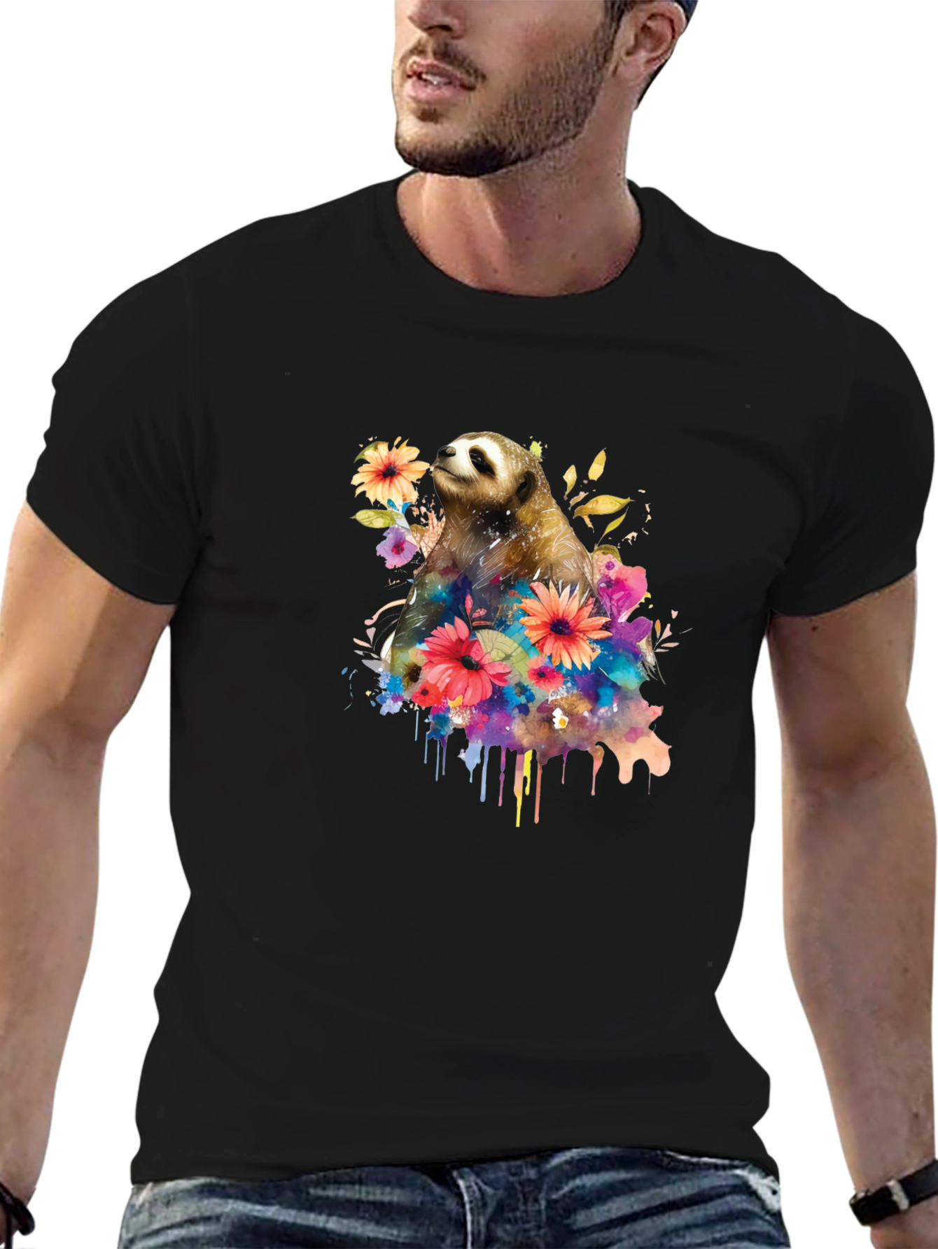 Sloth & Floral Graphic Tee