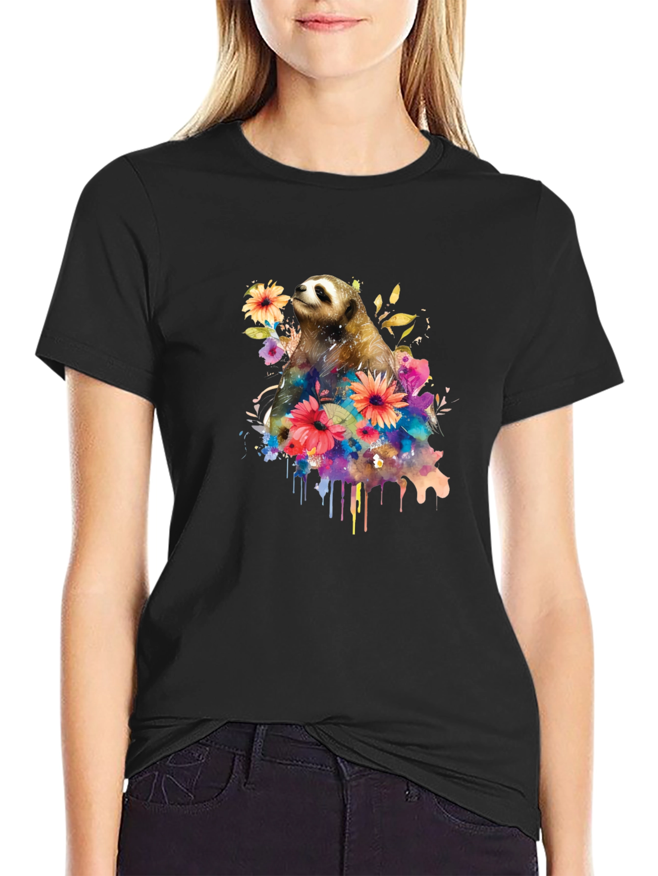 Sloth & Floral Graphic Tee