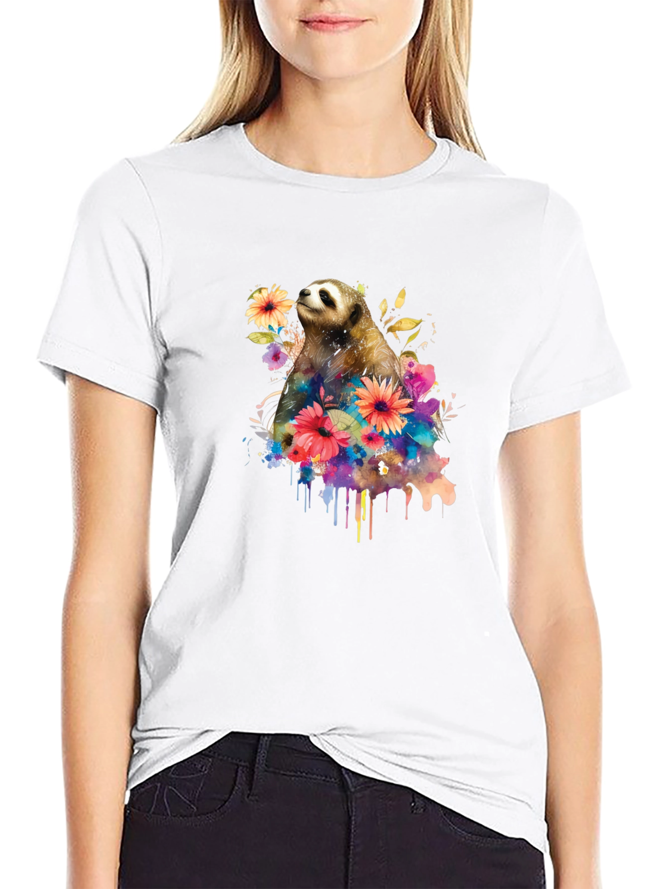 Sloth & Floral Graphic Tee