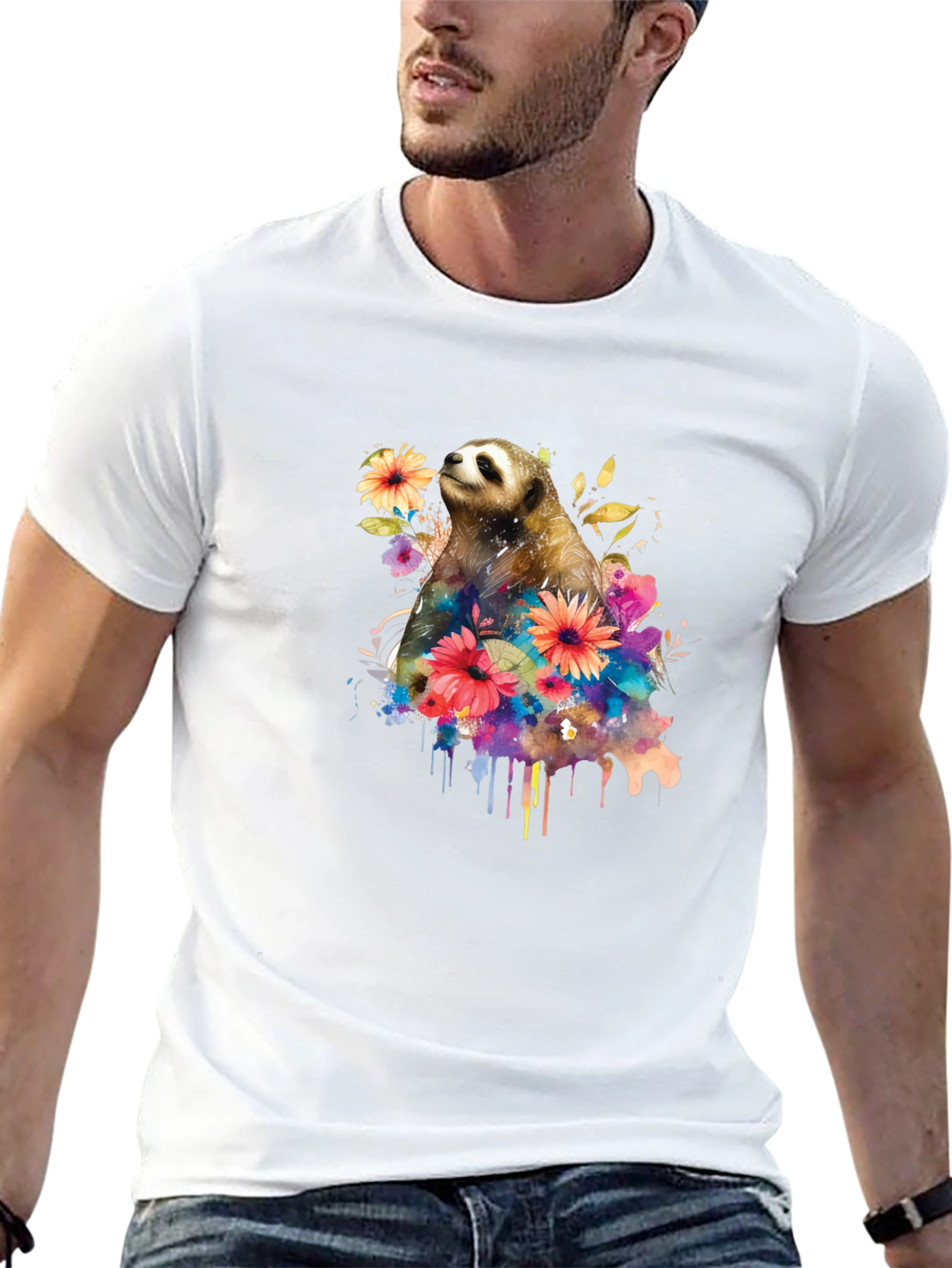 Sloth & Floral Graphic Tee