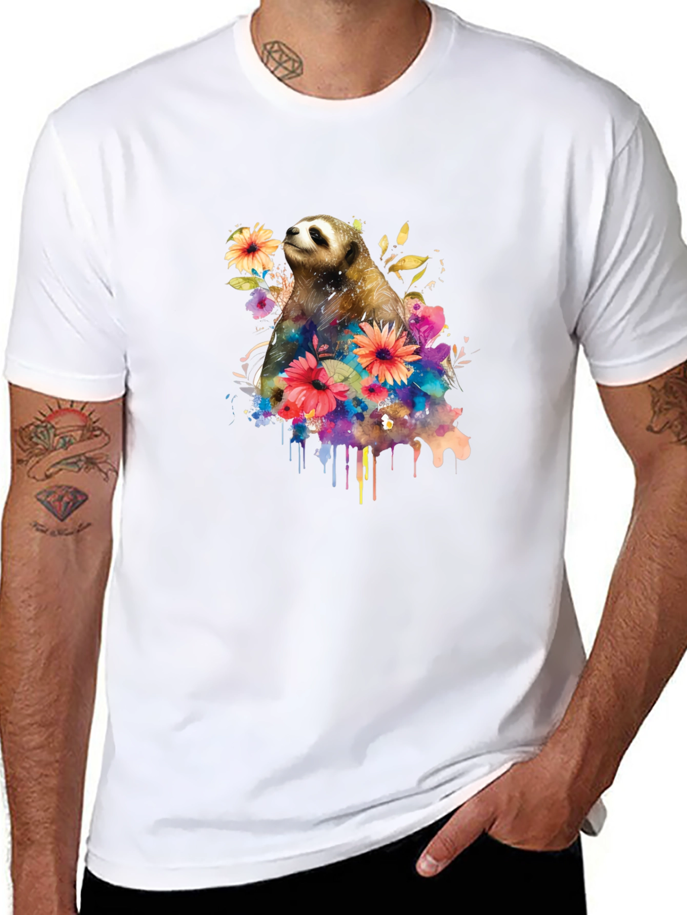 Sloth & Floral Graphic Tee