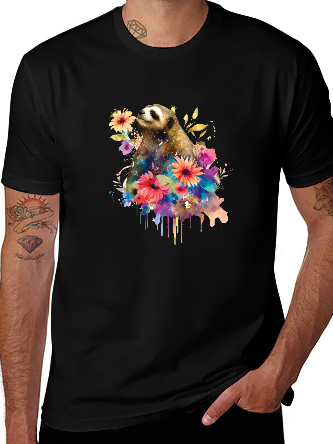 Sloth & Floral Graphic Tee