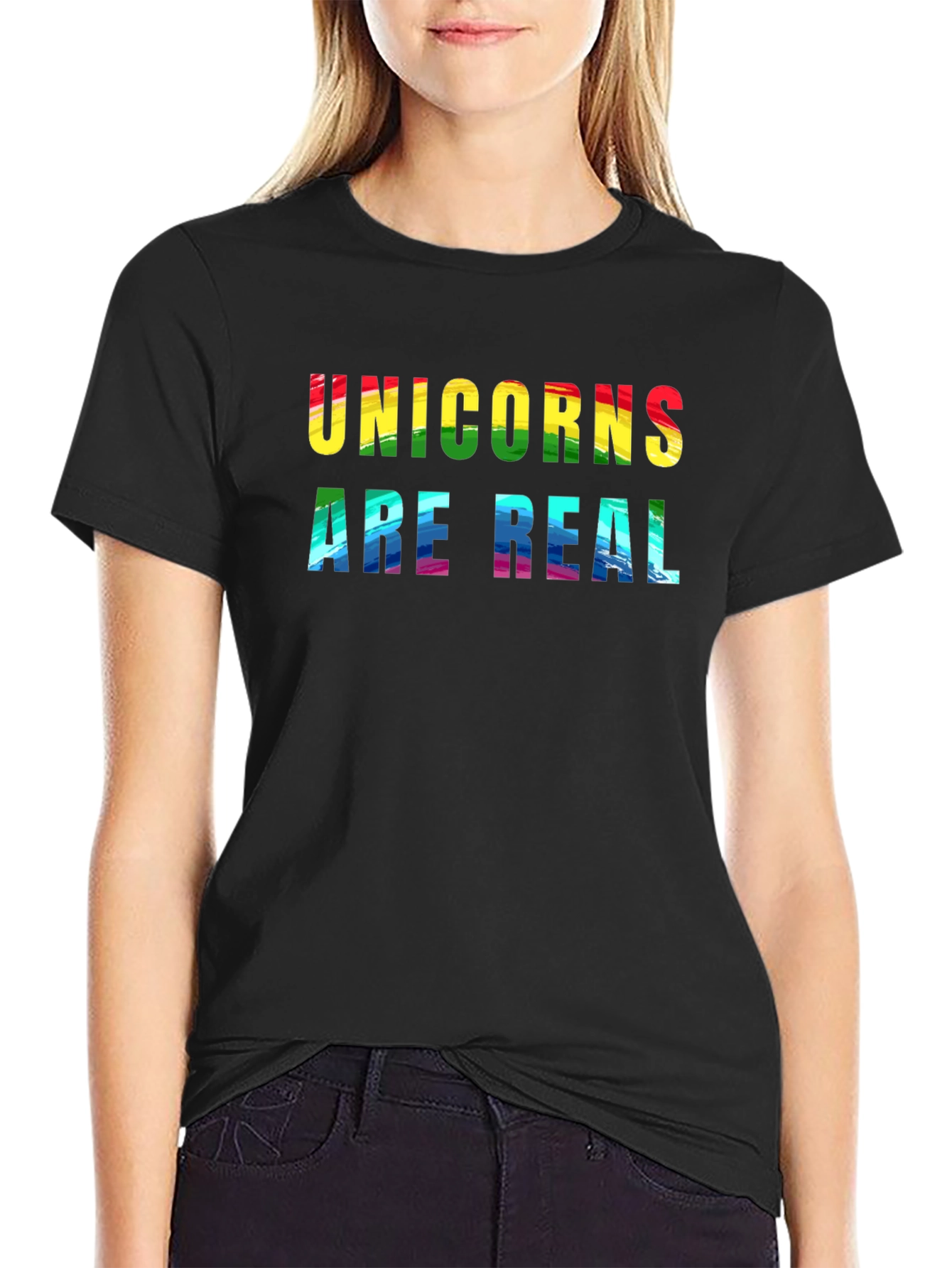 Unicorns Are Real Rainbow Graphic T-Shirt